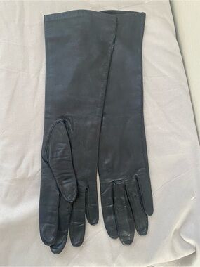 Classic Black Long Leather Gloves